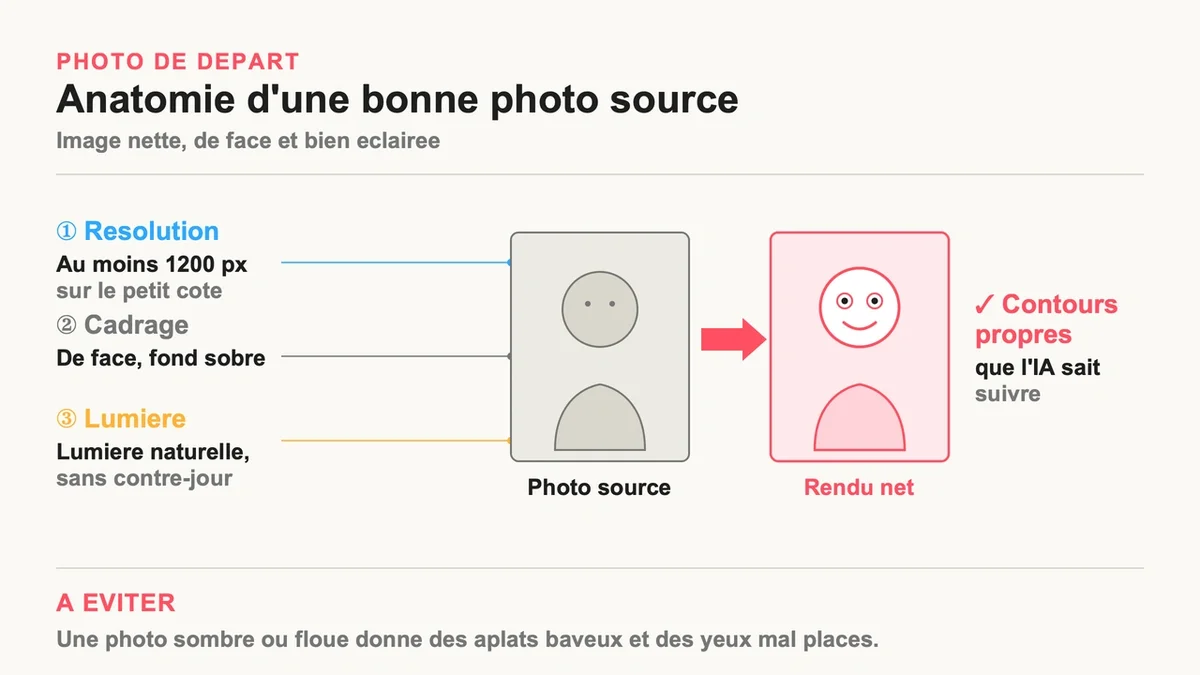 Photo bien éclairée et bien cadrée pour transformation cartoon avec des contours nets